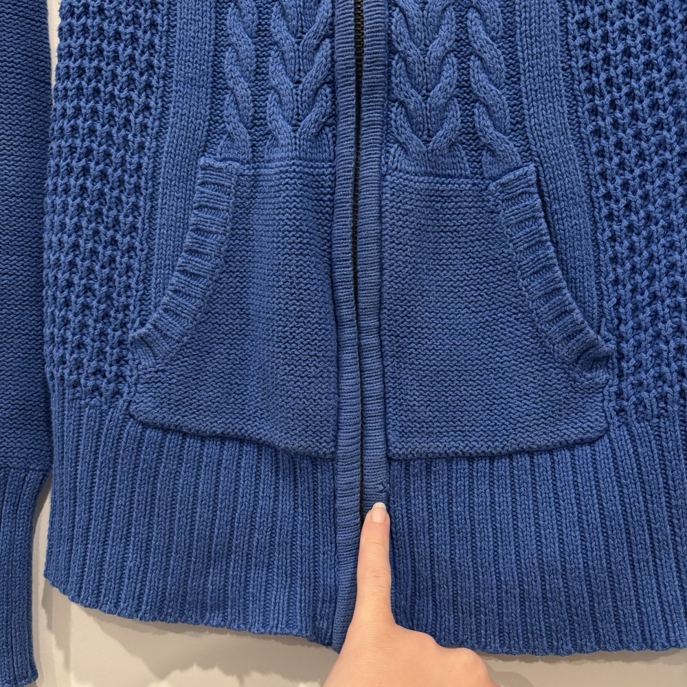 Aeropostale Knit Full Zip Hooded Sweater Womens Blue Size M Hoodie - Y2K Vintage - Picture 2 of 10